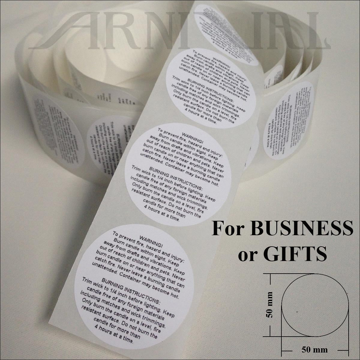 WARNING LABELS for CANDLE MAKING - 50 mm / 2 inch | INSTRUCTION STICKERS for Container, Jar, Tin and Pillar Candles