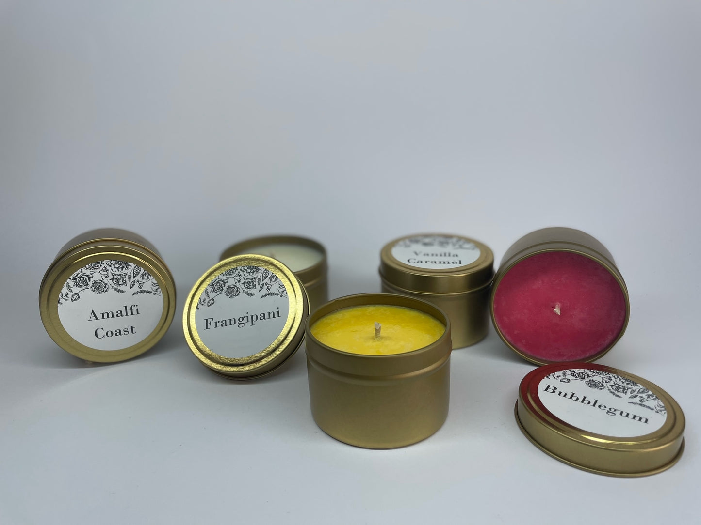 100% NATURAL SOY WAX CANDLE IN TIN Black White Silver Gold