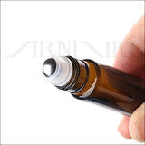10ml STEEL ROLLER BALL BOTTLES - Thick Amber Glass | Roll On Bottles for Essential Oils, Perfumes, Lip Gloss, Serums and more