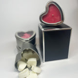 GIFT PACK scented soy candle & melt 2 piece tin heart set with gift box