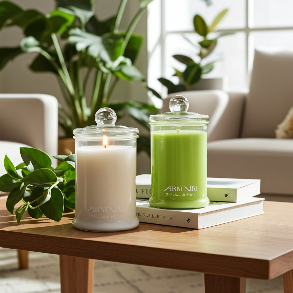 Medium Soy Candle | 290g Clear Glass Jar with Lid | 55-Hour Burn